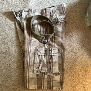 UNIONBAY Light Tan Plaid Cargo Shorts